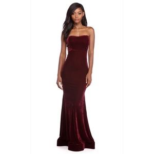 Burgundy Velvet Formal Dress